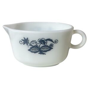 PYREX Vintage White Gravy Boat in Old Town Blue Onion Floral Milk Glass 77-B